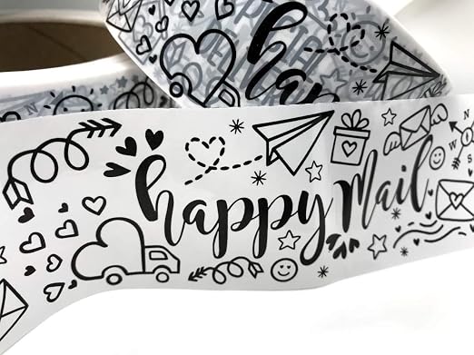 Sip & Celebrate Happy Mail© Cute Packing Shipping Tape - Small Business Packaging - Extra Large Roll - 110 YDS (330 FT)