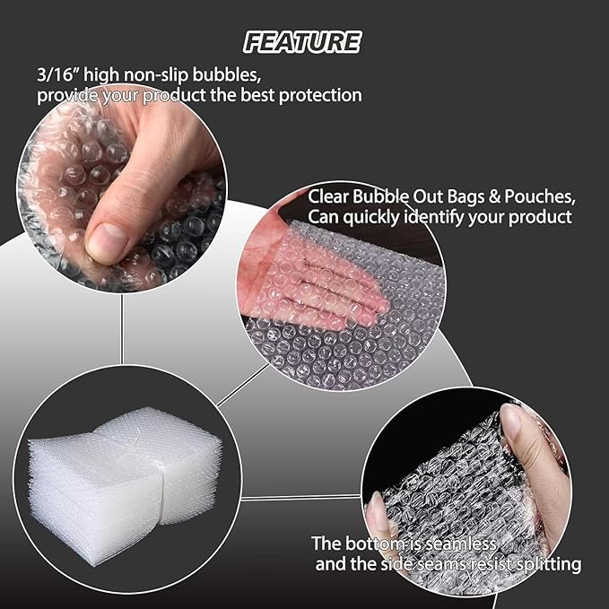50Pcs Bubble Pouches Wrap,8”x10”Bubble Pouches for Shipping,Double Wall Bubble Cushioning Wrap out Bags for Mailing Packing,Moving and Storage Glass Fragile China Dishes Electronic Item