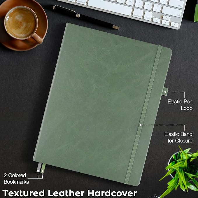 Dotted Journal, 8.5" x 11" Hardcover Leather Notebook, No Bleed Thick Paper | 3 Pack Large A4 Dot Grid Bullet Notebook Journal for Women Men, Lay Flat for Smooth Writing, Journaling, Work, School, Notes