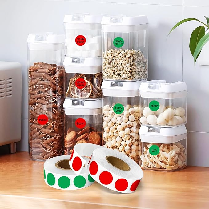 PARLAIM 1/2" Circle Dot Stickers 2 Rolls Pack 2000 Color Coded Labels for Home Commerce Business, Red + Green
