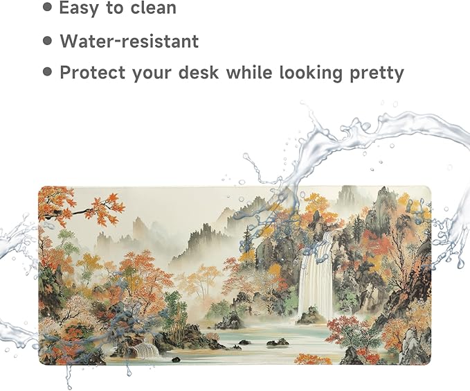 Desk Mat Mouse Pad Gaming Desk Pad XL Large Mouse Mat Office Decor Accessories (Ink Falls)