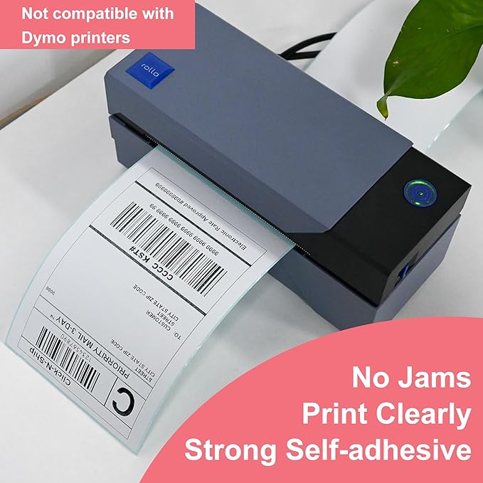 L LIKED 4"x6" Direct Thermal Labels, 1000 PCS White Perforated & Strong Adhesive Shipping Labels, 250 Labels per Roll, for Address Barcode Mailing (4 Rolls)