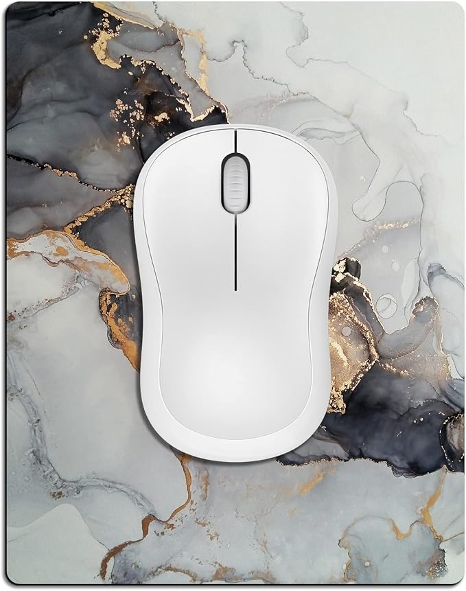 Small Mouse Pad Cute, Mini Mouse Pads for Wireless Mouse and Laptop, Travel Mousepads with Designs - Aesthetic Black and Gold Marble, Portable Mousepad 5.5 x 7 in, Desk Decor for Women