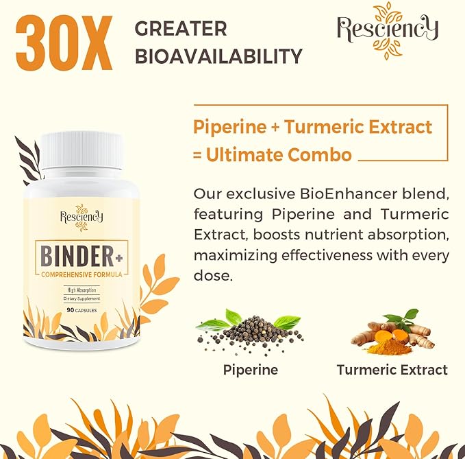 Resciency Detox Binder Supplement – Activated Charcoal, Zeolite, Bentonite Clay, Milk Thistle, Proprietary Blends - Liver & Gut, Max Absorption, 180 Vegan Capsules