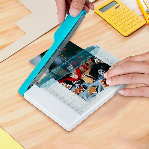 Portable Guillotine Paper Cutter - Small Mini 6-Inch Cut | Non-slip sliding trimmer, cuts photos, craft paper and cards for office & DIY craft