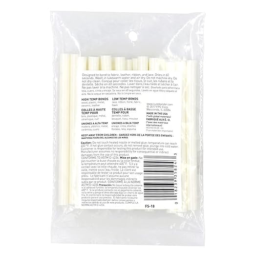 Surebonder White Mini Size Fabric Hot Glue Sticks, 4-Inch Length - Machine Washable, Works with Fabric, Leather, Ribbon, Foam, 18 Pack, White