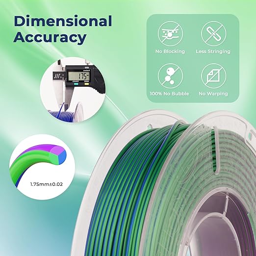 AMOLEN Silk PLA Filament 1.75mm, Triple Colors 3D Printer Filament Bundle, Shiny 3D Printer Filament Dimensional Accuracy +/- 0.02mm, Silk PLA Filament Fits for Most FDM 3D Printers, 200g X 4 Pack