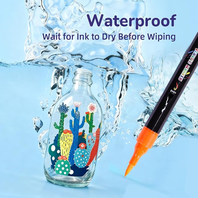 WINSONS Acrylic Markers, 30 Dual-Tip Paint Pens for Rock Painting, Colouring Books, Mugs, Canvas Shoes, Metal, Scrapbooking - Quick Dry, Brush & Fine, Drawing Markers