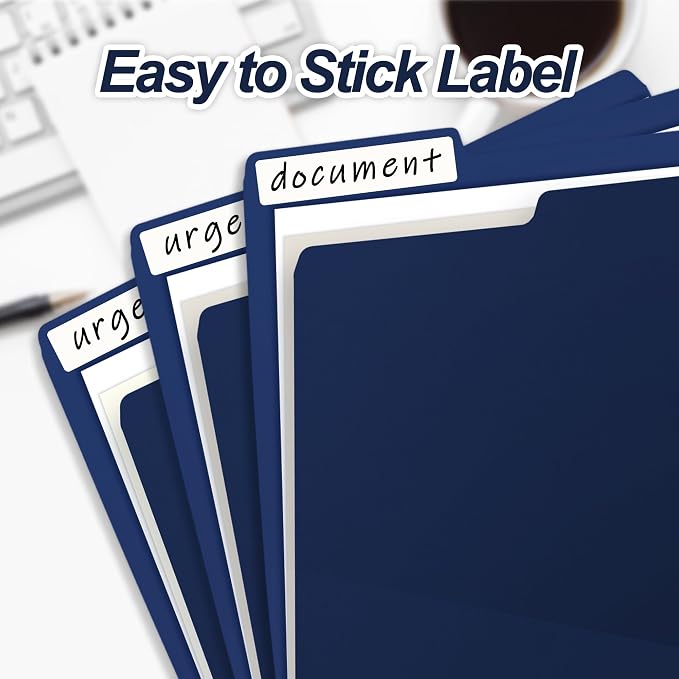 VZCPYTPM 100 Pack Navy Blue File Folder,1/3-Cut Tabs,Paper File Folders Letter Size,8.5x11 Manilla File Folders for Office Filing,School Projects and Home,Organizer Documents