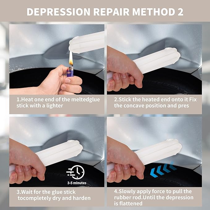 52 Pcs Paintless Dent Repair Glue Sticks Hot Glue Sticks, Premium-Quality Formula Hot Stick, 0.43” Dia x 8” Long PDR Glues for Craft Gun and Car Body Repair Dent Removal Tool - Milky White