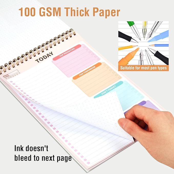 Forvencer To Do List Notepad with 52 Sheets (6.5 x9.8), To Do List Notebook for Work, Undated Daily Planner Organizer for Tasks Checklist & Goal Planning, To Do List for Office, School, Green Block