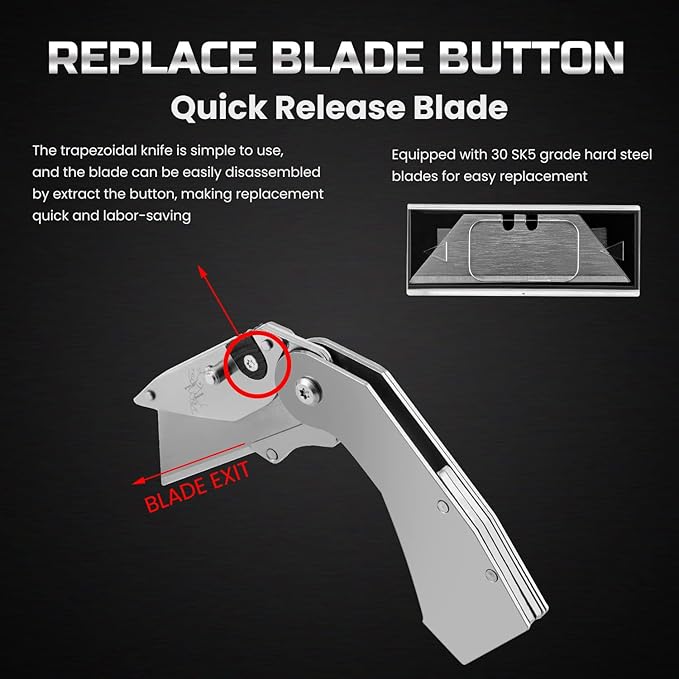 Lichamp 6-Pack Folding Utility Knife Box Cutter, Quick Change Razor Knife Utility Pocket Construction Blade, (Silver, C6SL)