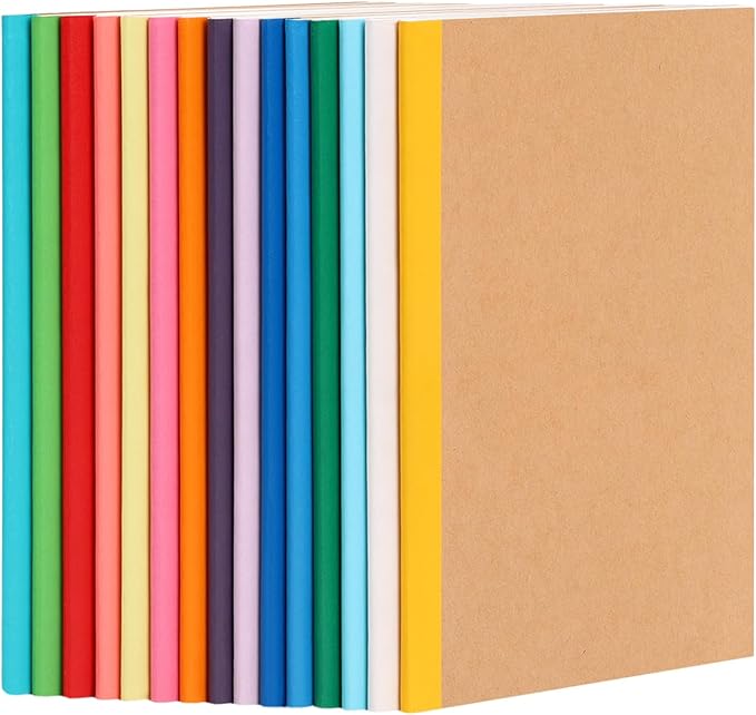 LABUK 15pcs A5 Composition Notebook Journals Bulk, Kraft Lined Notebooks,15 Colors 60 Pages for Journaling, Writing, School, Office, Kids Gift