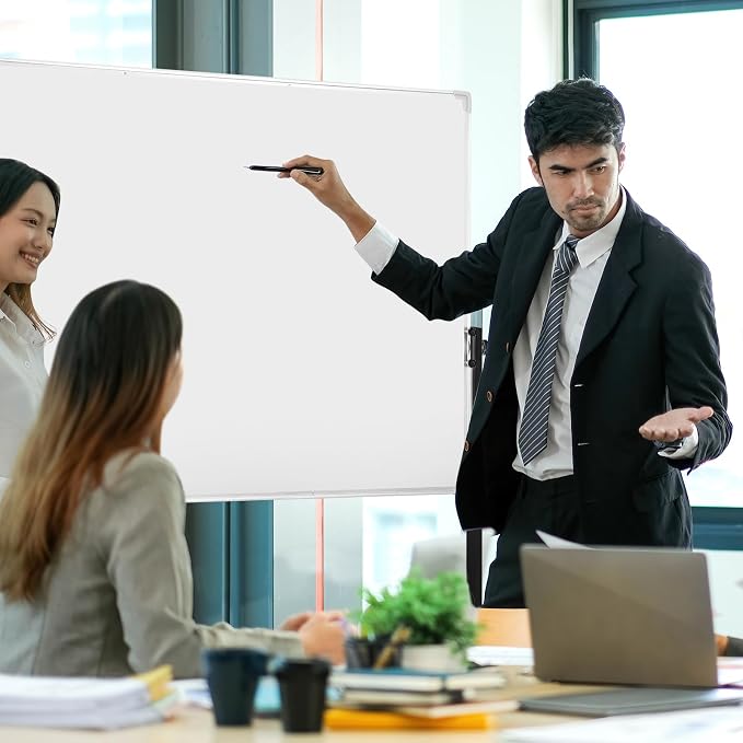 Lincia Adjustable Whiteboard Easel Stand Only Large Mobile Rolling Whiteboard Stand on Wheels Double-Sided Standing Dry Erase Board Mounting Brackets for Home Office Classroom School (Black)