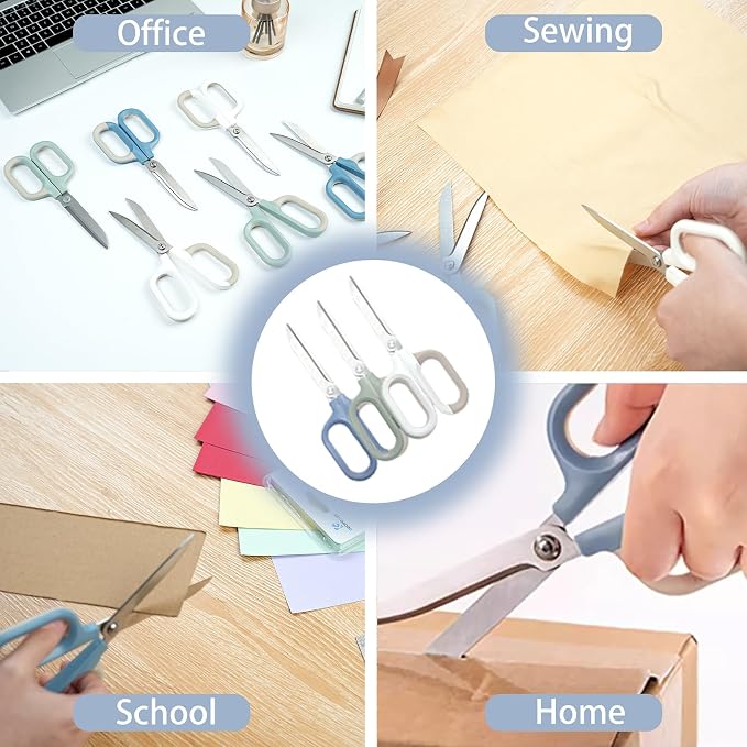 Blue Cute Office Scissors with Comfort-Grip Handles, Sharp Craft Scissors for DIY Art, Sewing, Fabric, Student, Teacher, and Home Use(7", Blue-1Pack)