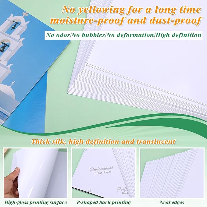 LOKUNN 30 Sheets Photo Paper Glossy, Printer Photo Paper 8.5 x 11 Suitable for Dye Inkjet Printers. Convenient for Home Use. Can Print Photos, Advertising Covers, Recipe Cards
