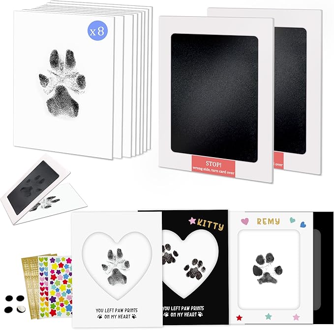 MYPAWLETS Paw Print Kit,Clean Touch/Inkless Ink Pad for Dog/Cat Pawprints,Paw Print Stamp Pad for Dogs,Dog Paw/Nose Print Kit Keepsake,Pet Paw Print Impression Kit with Frame,Gifts for Pet Parents-2M
