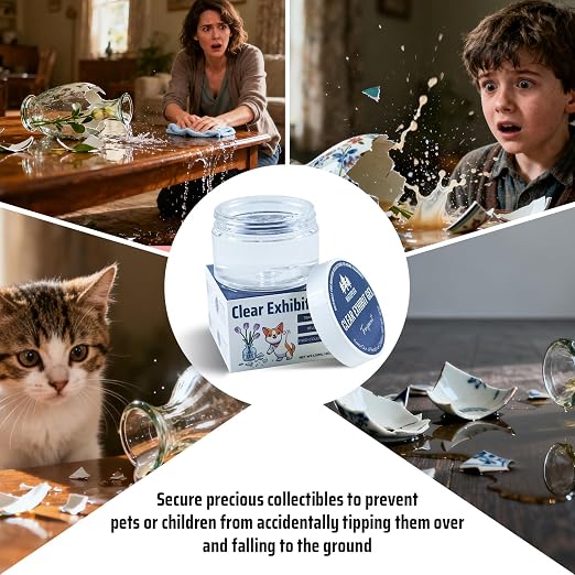 Museum Gel for Glass and Crystal, Reusable Clear Exhibits Gel Museum Putty | Poster Putty for Walls No Damage, Removable Museum Wax for Home Collections Prevent Vibrations & Falling