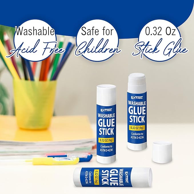 Glue Sticks Bulk Classroom, White Glue Sticks for Kids 36 Count, 0.32 Ounce, Washable All Purpose, for Kids, School and Home