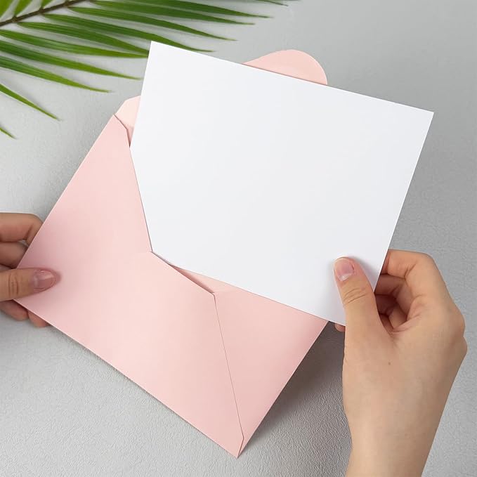 50 PCS Pink Colorful A7 Envelopes with Stickers, 5x7 Envelopes for Greeting Cards, Great for Invitations, Wedding Invitation, Birthday, Baby Shower, Graduation