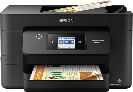 Epson Workforce Pro WF-3820 Wireless All-in-One Printer with Auto 2-Sided Printing, 35-Page ADF, 250-sheet Paper Tray and 2.7" Color Touchscreen (Renewed)