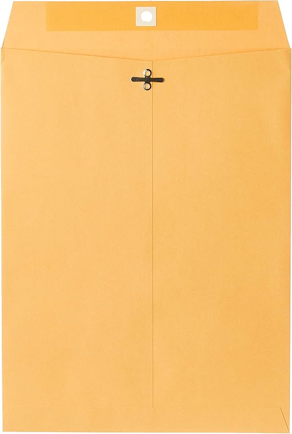 Mead Letter Size Mailing Envelopes, Clasp Closure, All-Purpose 32-lb Paper, 9" X 12", Brown Manila Kraft Envelope, 100 per Pack (CO790)