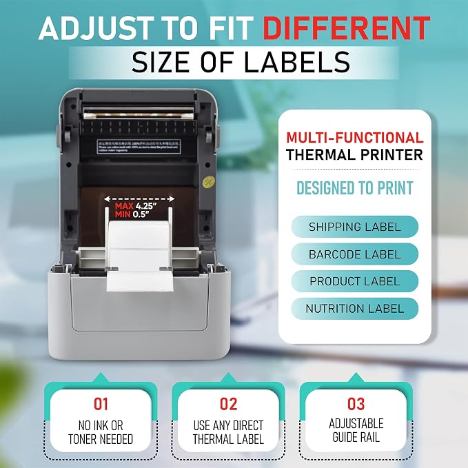 Arkscan 2054K-WF Shipping Label Printer USB & WiFi Connection, Work w/iPhone Windows Mac Chromebook Android Support Amazon Paypal Shopify Shipstation UPS USPS FedEx Direct Thermal