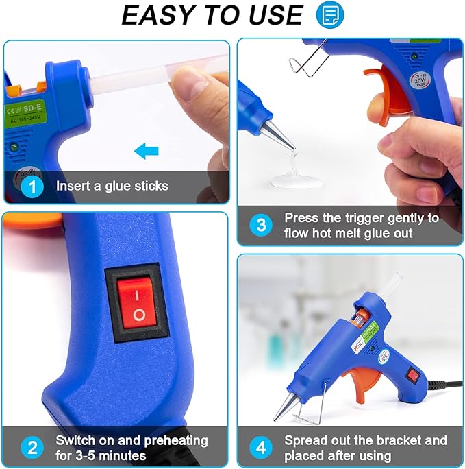 Hot Glue Gun Kit, 40 Glue Sticks for Mini Glue Guns with Hardshell Carrying Case for School Crafts DIY Arts, Quick Home Repairs, Home School Project and Festival Decorations (20W)
