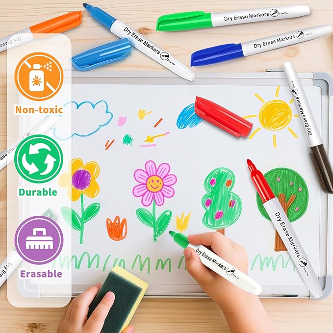 168 Count Dry Erase Markers Bulk, Fine Tip Whiteboard Markers in 12 Colors | Low Odor Ink, Quick-Dry, Non-Toxic, Smooth Writing, Office, Classroom,Back to School Supplies
