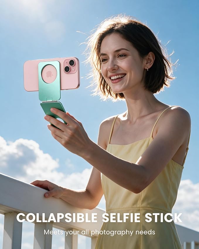1ST IDEA for Magsafe Tripod, Tripod for iPhone Lightweight Aluminum Alloy & Angle Adjustment & Strong Magnets iPhone Tripod Stand Compatible with 17/16/15/14/13/12 (Included Metal Ring)