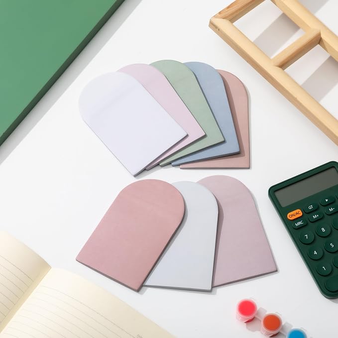 Eaasty 8 Pack Arched Sticky Notes 3" X 5" Vintage Memo Pads | Vintage Aesthetic Wavy Edges, Self-stick for School Office Desk, 240 Sheets Bulk, Cute Design for Reminders Planning