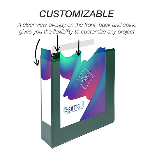 Samsill Durable 2 inch 3 Ring Binder, D Ring Binder, 100% Recycled Chipboard, Green, 12 Pack