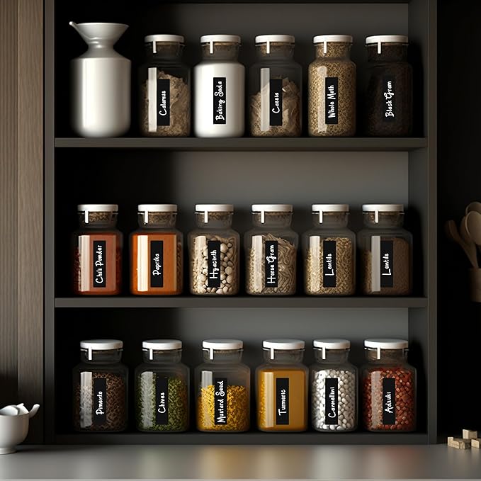 SAVVY & SORTED Chalkboard Labels Stickers - 200 Removable, Reusable, Erasable Labels for Jars, Containers, Pantry Storage, Glass Bottles