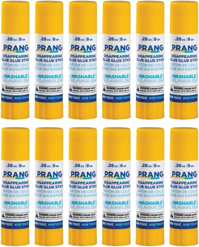 Prang Washable Glue Stick, Blue, 0.28 oz., 12 Count