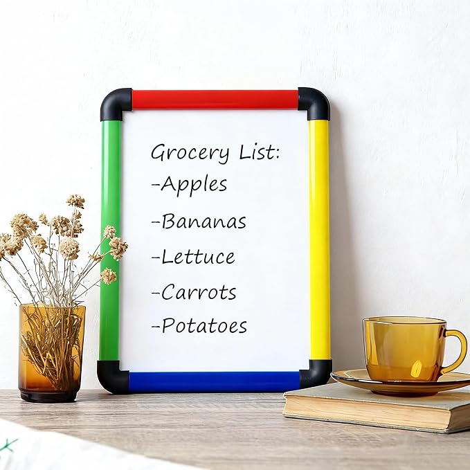 VIZ-PRO Small Dry Erase Whiteboard, Colored Frame, 16" x 12" | Portable Mini White Board for School Office Home, Easy to Write and Erase