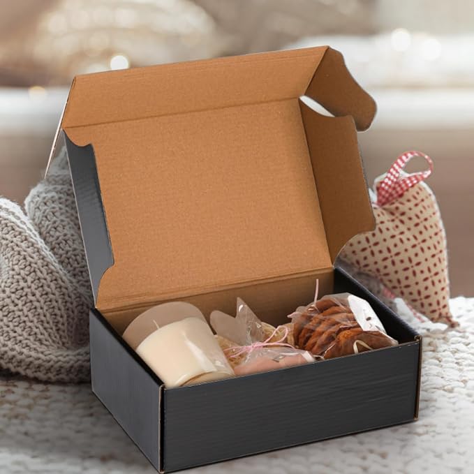 Dicunoy 30 Pack CardBoard Boxes, 9 x 6 x 3 Inches Small Shipping Boxes, Black Corrugated Cardboard Box for Mailing Packing Literature Mailer, Packaging Boxes for Gift, Small Business