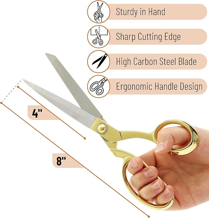 Mr. Pen Premium Gold Tailor Scissors, 8-inch Heavy Duty Fabric Cutter