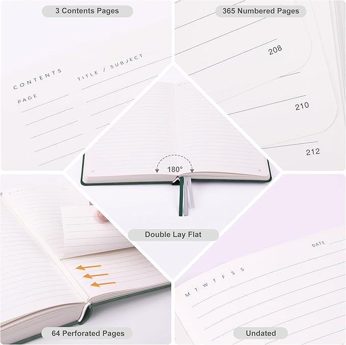 &And Per Se 365 Page Journal – A5 Hardcover Lined Notebook, One Book for the Whole Year, 100gsm Thick Paper, Numbered Pages & 3 Bookmarks, Annual Diary for Daily Writing (Blush)
