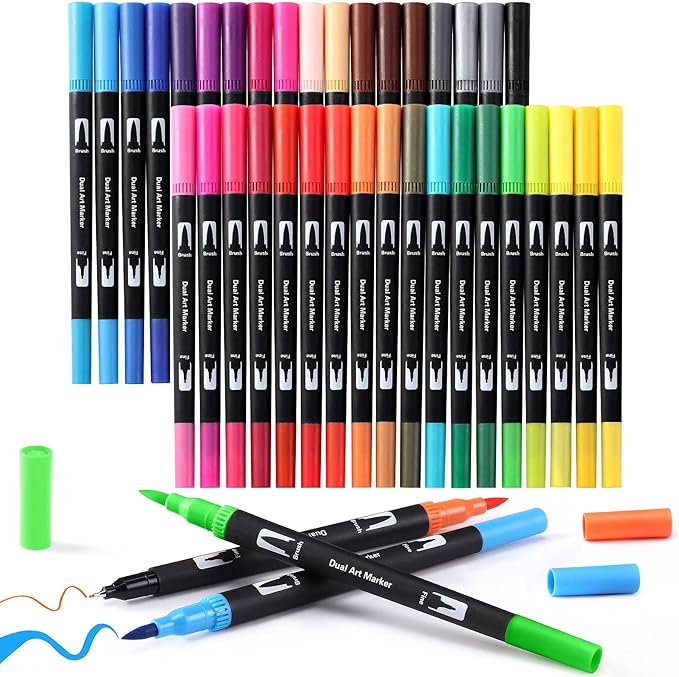 Brush Markers for Adults Coloring,36 Colors Art Markers Colored Pens for Bullet Journaling Note Taking Drawing Calligraphy Lettering,Art Office Supplies