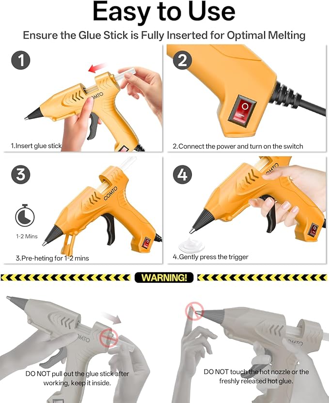 Hot Glue Gun Kit with 30 Sticks, 20W Fast Preheating Mini Hot Glue Gun and Sticks Set for School Crafts DIY Arts and Quick Home Repairs, Yellow