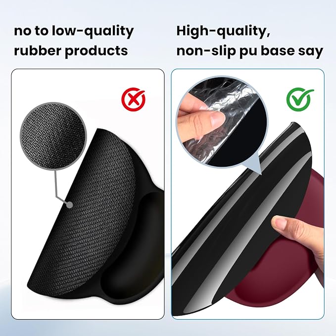 Mouse pad with Wrist Rest,Relieving Pain Memory Foam Computer pad, Ergonomic Desktop Mouse, Silicone Material Mouse pad, with Non-Slip PU Base (red)