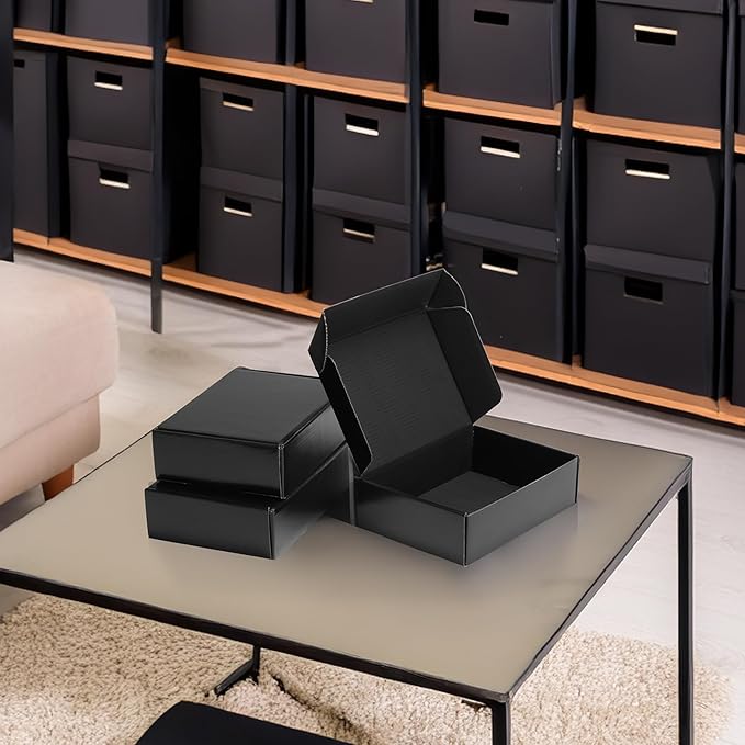 Rempry 40 Pack 7x5x2 Inches Black Shipping Boxes, Cardboard Corrugated Mailer Boxes for Packaging Small Business, Small Gift Boxes for Mailing Present