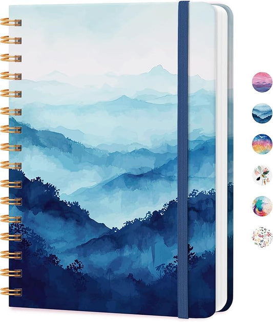 Lined Spiral Journal Notebook, A5 College Ruled Notebook for Journaling, Note-Taking, and Daily Planning, Durable Hardcover with an Elegant Design, Mountain
