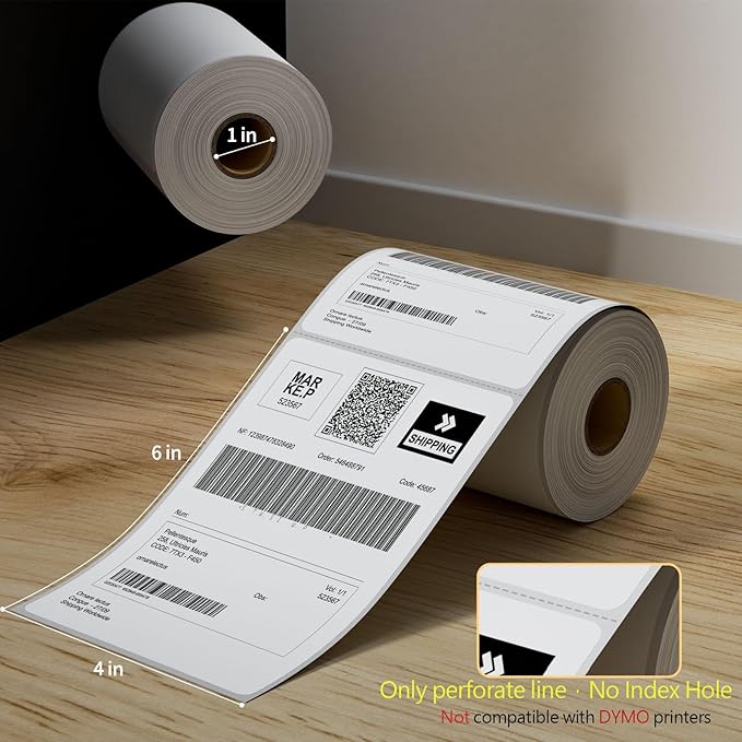 16 Rolls 4" x 6" Direct Thermal Printer Label, 250 Labels/Roll, Total 4000 Thermal Shipping Labels, Strong Adhesive, Commercial Grade, Perforated, Compatible with Most Thermal Printers (NOT for DYMO)
