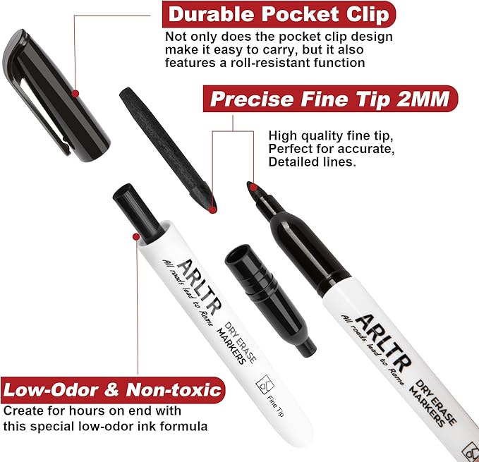 Dry Erase Markers Bulk, 108 Pack Black Whiteboard Markers with Fine Tip, Low Odor Dry Erase Markers for Office Home