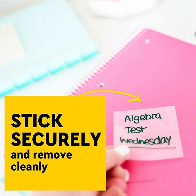 Post-it Transparent Notes, 2.8 in. x 2.8 in., Clear Sticky Notes, Second Semester School Supplies, Office Products, Great for Studying, 12 Pads