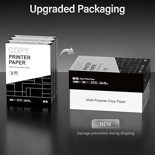 M&G Multipurpose Copy Printer Paper, 8.5 x 11, 20lb, 3 Ream (1500 Sheets), 95 Bright, White