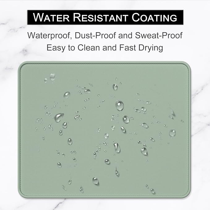 Hsurbtra Mouse Pad, Premium-Textured Square Mousepad 10.2 x 8.3 Inch, Stitched Edge Anti-Slip Waterproof Rubber Pretty Cute Computer Mat for Office Gaming Laptop Women Kids Bean Green