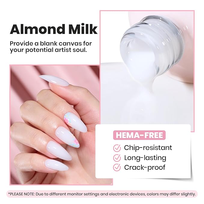 Beetles Builder Gel Nail Kit with Base and Top Coat 15ml – HEMA Free Milky White Builder Gel with Nail Art Liner Brush, Soak Off UV LED Gel for Nail Strengthening, Extension & Long Lasting Manicure