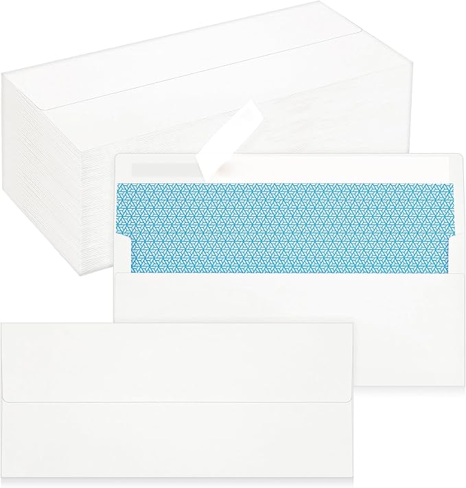QIKSION 200 Pack #10 Envelopes Letter Size Self Seal Business Envelopes | Security Mailing Envelopes, 4 1/8 x 9 1/2 Inches, White